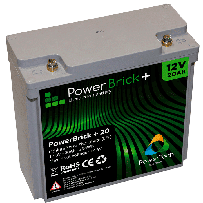 Lithium Ion battery 12V-20Ah - LiFePO4 - PowerBrick®
