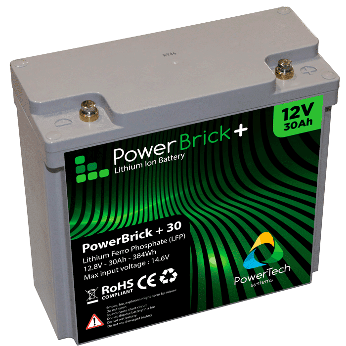 Lithium Ion battery 12V-30Ah - LiFePO4 - PowerBrick®