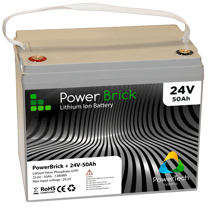 Lithium Ion battery 24V 50Ah - LiFePO4 - PowerBrick®